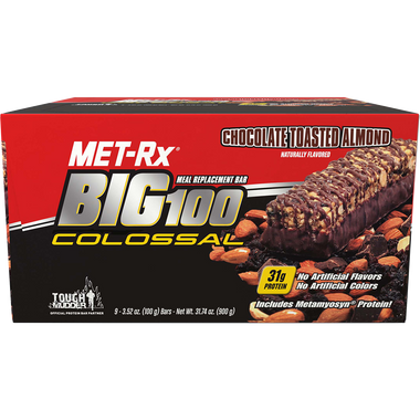 Met-Rx Big 100 Colossal Chocolate Toasted Almond Bar 9 ct | Muscleintensity.com