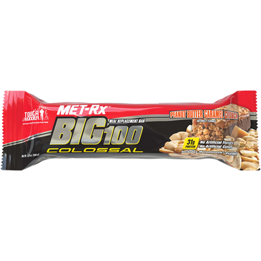 Met-Rx Big 100 Colossal Peanut Butter Caramel Crunch Bar 9 ct | Muscleintensity.com
