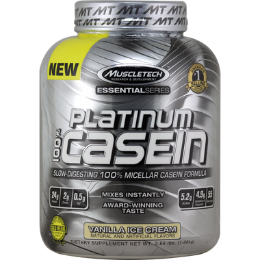 MuscleTech Essential Series Platinum 100% Casein Vanilla Ice Cream 4 lbs | Muscleintensity.com