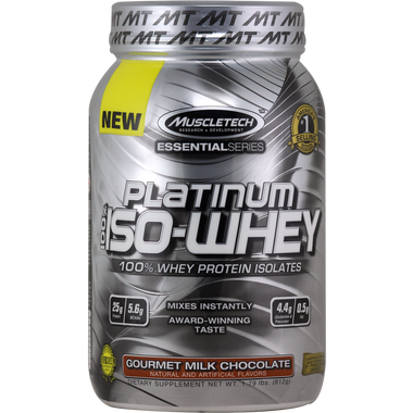MuscleTech Essential Series Platinum 100% Iso Whey Gourmet Milk Chocolate 26 svg | Muscleintensity.com