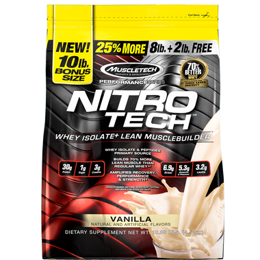 MuscleTech Nitro Tech Performance Series Milk Vanilla 10 lbs* | Muscleintensity.com