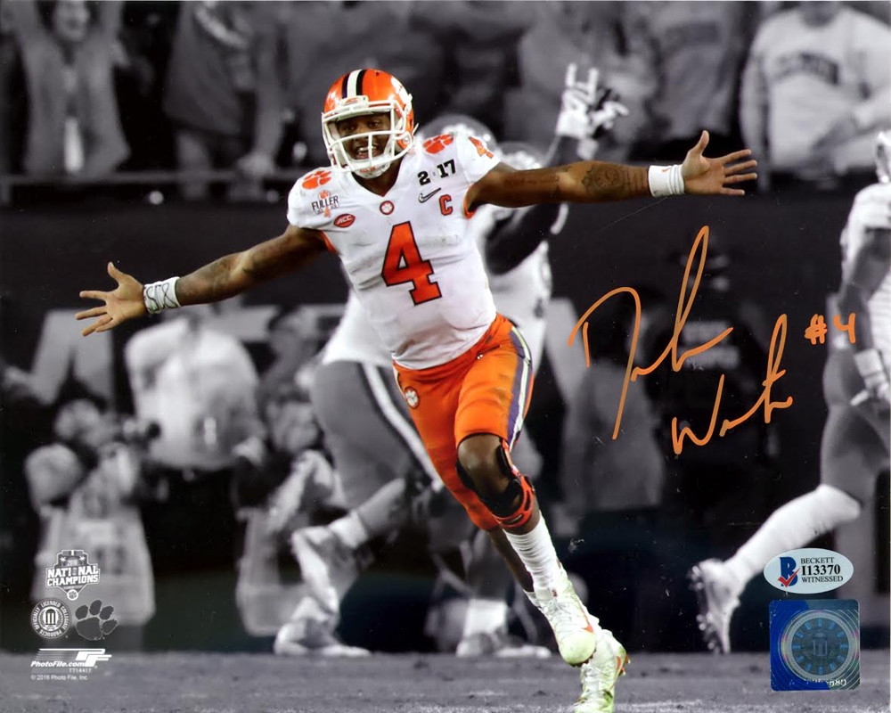 Deshaun Watson Autographed 8x10 Photo Clemson Tigers Beckett Bas Stock 113713