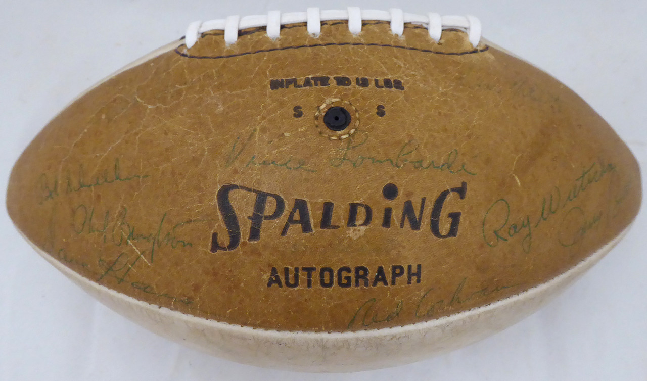 1966 67 Green Bay Packers Super Bowl I Championship Team Autographed Football With 21 Signatures Including Vince Lombardi Bart Starr Beckett Bas A52081 Mill Creek Sports