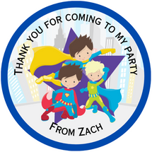Super Hero Themed Party Bag Stickers