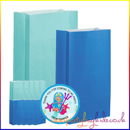 Mermaid with Trident Personalised Paper Party Bag Pack