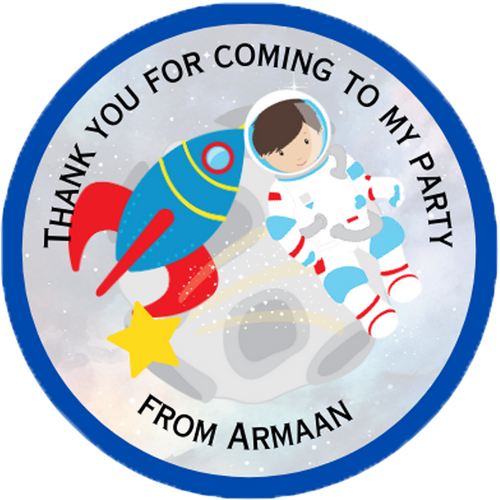 Personalised Space Exploration Party Sticker