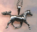 Trotting Arabian horse pendant & chain
