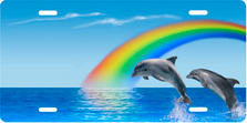 Blue Rainbow Dolphins Scenic Auto Plate sku T2060I
