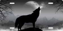 Howling Wolf on Gray auto Plate sku T9165C