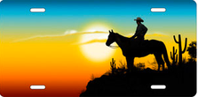 Sunset Cowboy Auto Plate sku 2275D