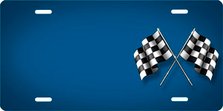 Checkered Flags on Bluje Offset Auto Plate sku T2732B