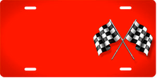 Checkered Flags on Red Offset Auto Plate sku T2732A