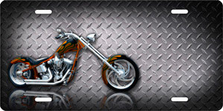 motorcycle on Diamond Plate Offset Auto Plate sku T2180C