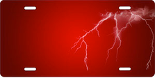 Lightning on Red Brushed Metal Auto Plate sku TB2807A