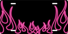 Pink Neon Classic Flames Auto Plate sku T2741R