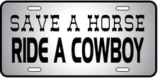 Ride A Cowboy Auto Plate