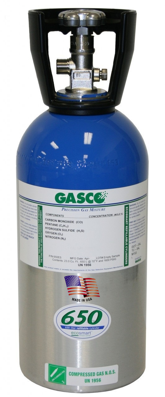 Hydrogen Sulfide Calibration Gas H2S 650 PPM Balance Nitrogen in a 650