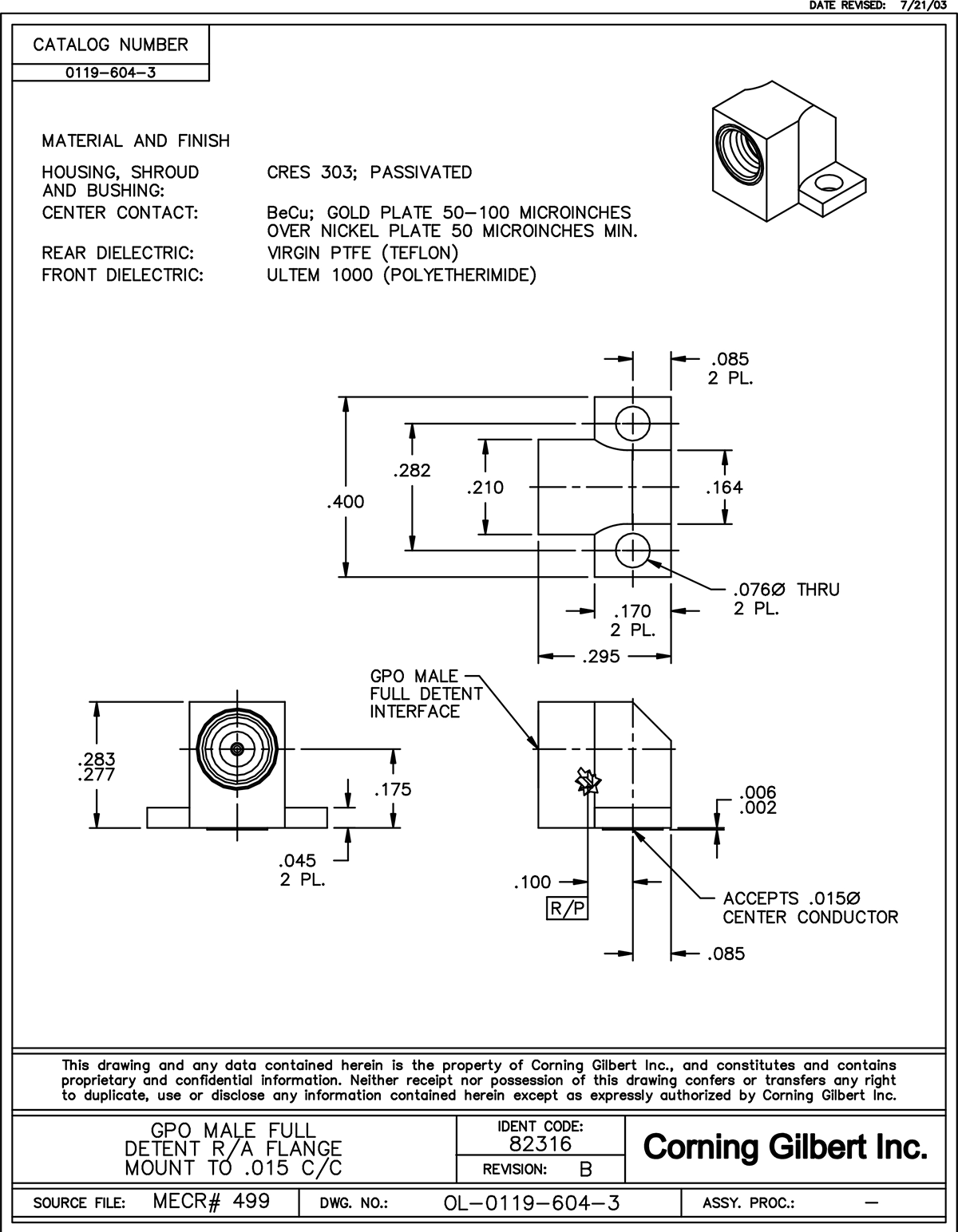 Corning Gilbert GPO Connectors HASCO Components