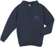 Guy Harvey Yellowfin Tuna Men's Back-Embroidered Fleece Pull-Over Hoodie in Navy