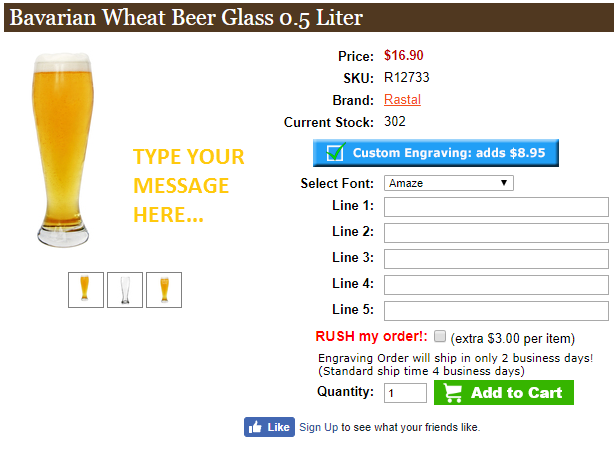 Step 2 to Ordering a Personalized Beer Glass Choose the font and type of your personalized beer glass