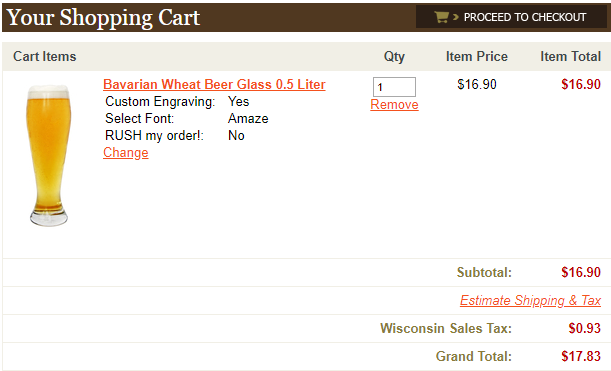 Step 3 to Ordering a Custom Engraved Beer Glass Confirm the custom text of your personalized beer glass