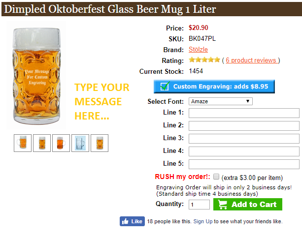 Step 2 to Ordering a Personalized Beer Mug Choose the font and type of your personalized beer mug