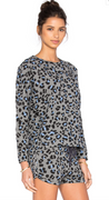 Leopard Print Pullover in Grey | Sundry at Fire and Shine | Womens Long-Sleeve Tops
