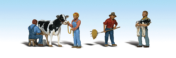 Woodland Scenics 1887 HO Scale 1:87 Dairy Farmers & Cow
