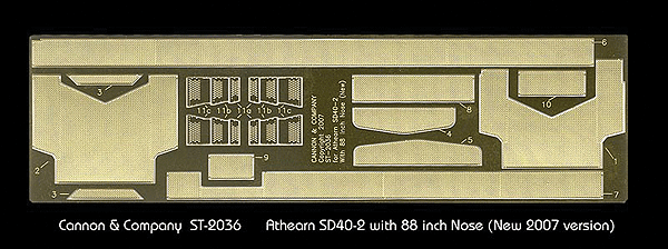 Cannon 2036 HO Scale Detail Part Brass Safety Tread & Step Kit For New (2007 Run) Athearn SD40-2 w/88" Nose Short Hood
