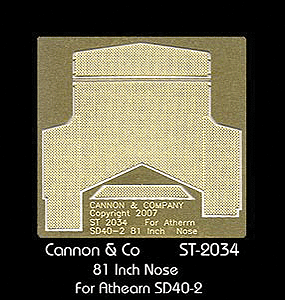 Cannon 2034 HO Scale Detail Part Photo-Etched Brass EMD Safety Tread Kit Nose Only For Athearn SD40-2 w/81" Nose