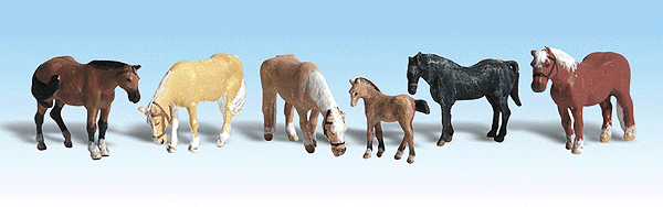 Woodland Scenics 1862 Farm Horses pkg(6) HO Scale 