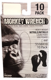 Watson Monkey Wrench 5558X10 - Monkeywrench 10 Pk, 8 MIL, 11" Blk - Double eXtra
