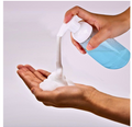 Our travel size mini soap foamer can be held in one hand. This image is an example - designs will vary slightly depending on availability. Every mini foamer is supplied complete with our exclusive foaming Organic Body Mousse. Refills available from this store.