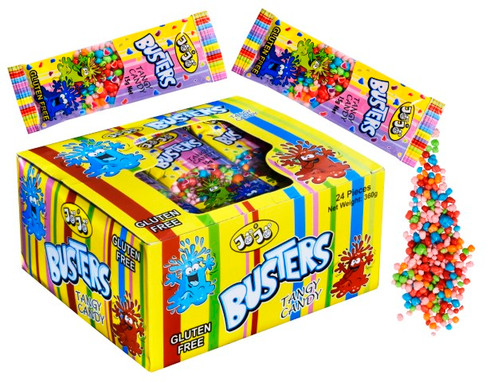 Buster Tangy Candy JoJo sachet 24 x 15g Net. Gluten Free. Not suitable for children under three years of age.