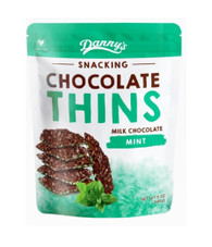 1 x 140g Dannys Thins Milk Chocolate Mint. Australian Made.
Allergens: Soy, Milk
May Contain Traces of Peanuts, Tree Nuts.