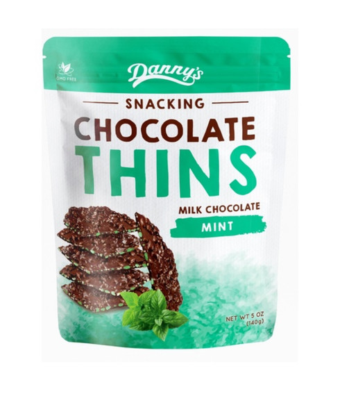 1 x 140g Dannys Thins Milk Chocolate Mint. Australian Made.
Allergens: Soy, Milk
May Contain Traces of Peanuts, Tree Nuts.