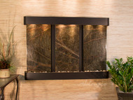 Olympus Falls Wall Fountain with Blackened Copper Frame and Green Rainforest Marble