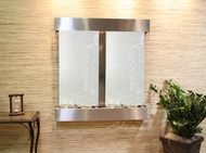 Aspen Falls Wall Fountain with Stainless Steel Frame and Silver Mirror Water Panel