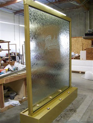 Custom Glass Waterfall with Gold Frame