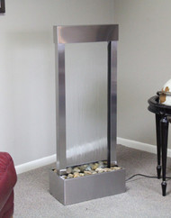 Bantam River Fountain shown in stainless steel with clear glass