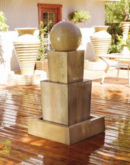 Gist Decor Double Obtuse with Ball Outdoor Stone Fountain Shown in Sierra finish