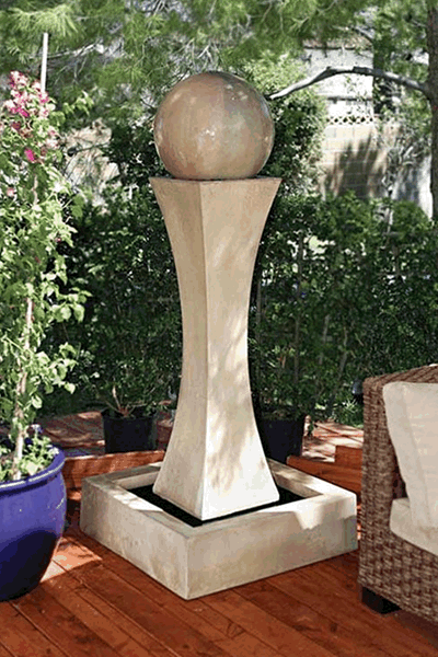 Gist Decor I Fountain with Ball Outdoor Stone Fountain shown in Ancient finish