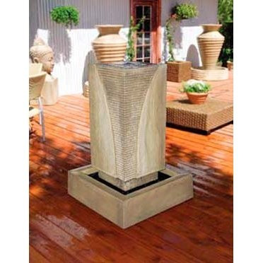 Gist Decor Ribbed Monolith Outdoor Stone Fountain shown in Sierra finish