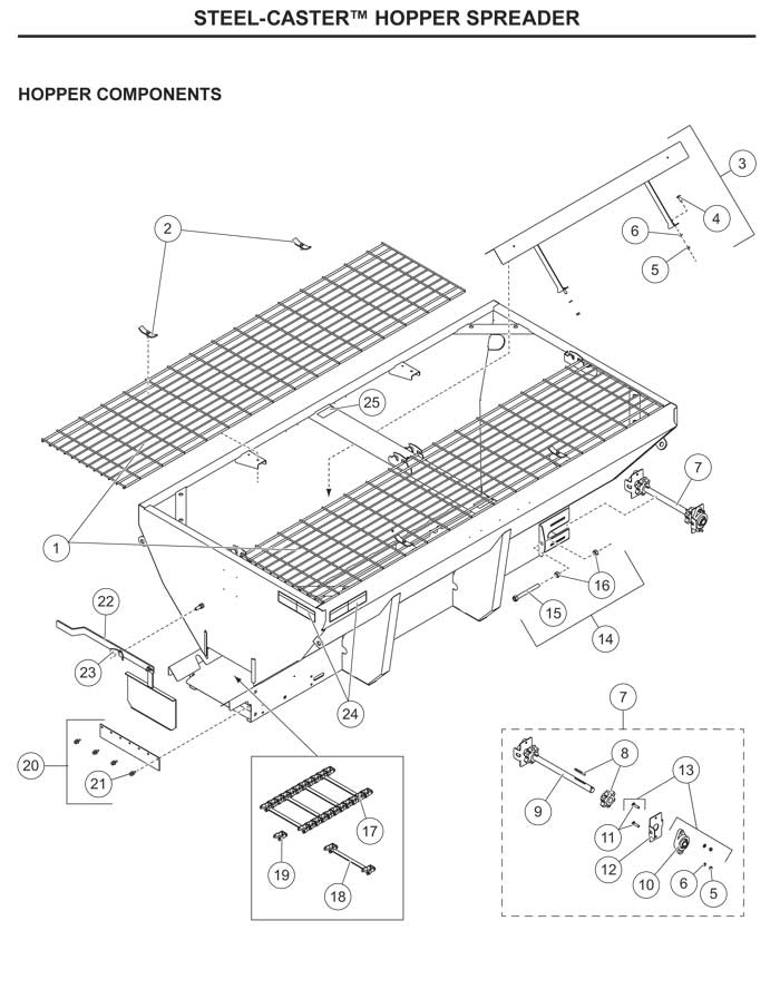 Steel Caster Hopper Spreader Parts Diagram
