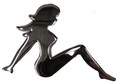 Chrome Stick-On Super Mini Nude Sitting Lady Lefthand Side