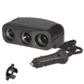Cigarette Lighter Plug with Extended Lead and Triple Accessory Sockets