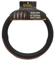 18 inch Deluxe Black with Dark Wood Look Smooth Steering Wheel Cover