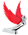WINDRIDER Chrome Flying Goddess Hood Ornament - RED WINGS 