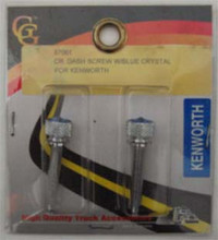 Chrome Dash Screw with Blue Diamond. To Suit Kenworth. Pair.