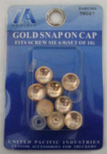 Gold Snap Cap Screw Cover. Fits 6/8" Screws. Packet of 10.